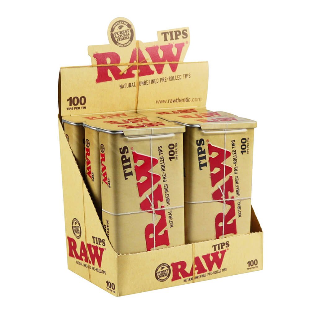 Puntas preenrolladas RAW sin refinar, 100 unidades (6 latas/expositor)